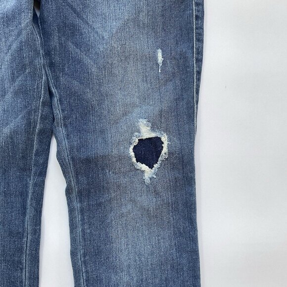 Guess Women’s Super High Rise Skinny Jeans In Blue Destroyed And Patched Size 28 - Picture 5 of 13